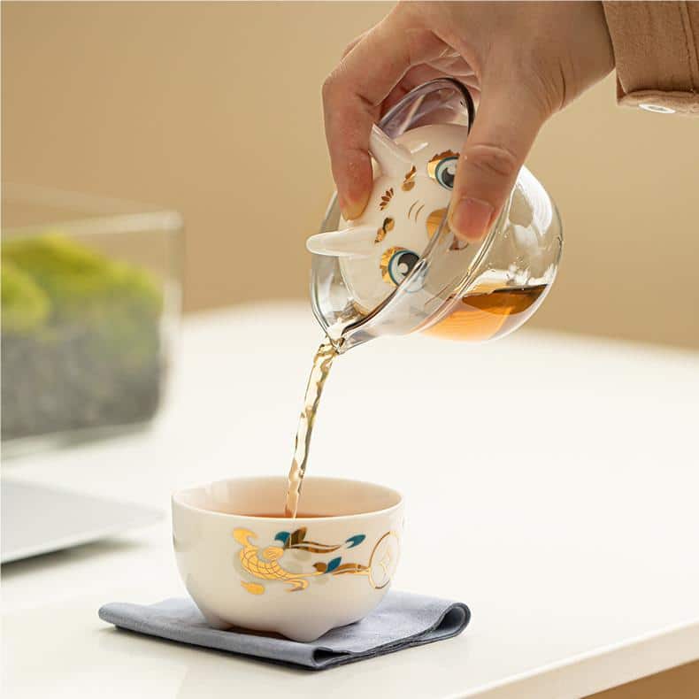 Cute Chinese dragon shape a pot of three cups outdoor portable travel tea set1009
