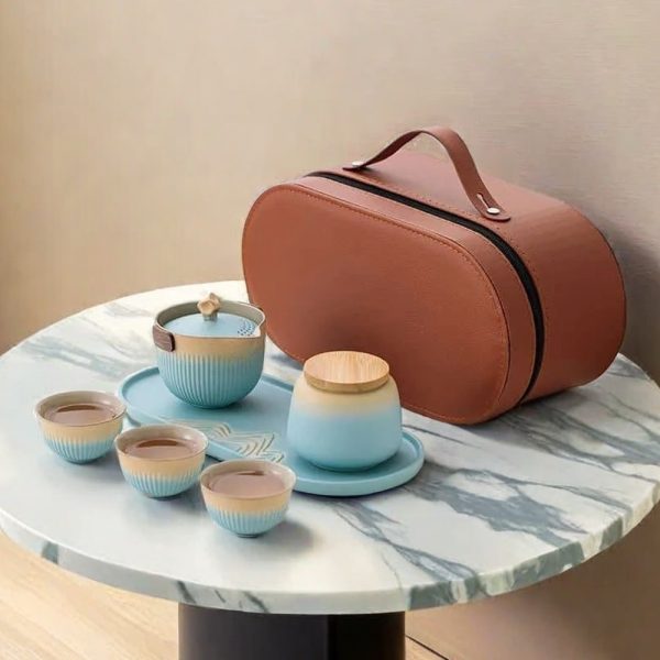 Gradient Convenient Outdoor Travel Tea Set With Tea Tray
