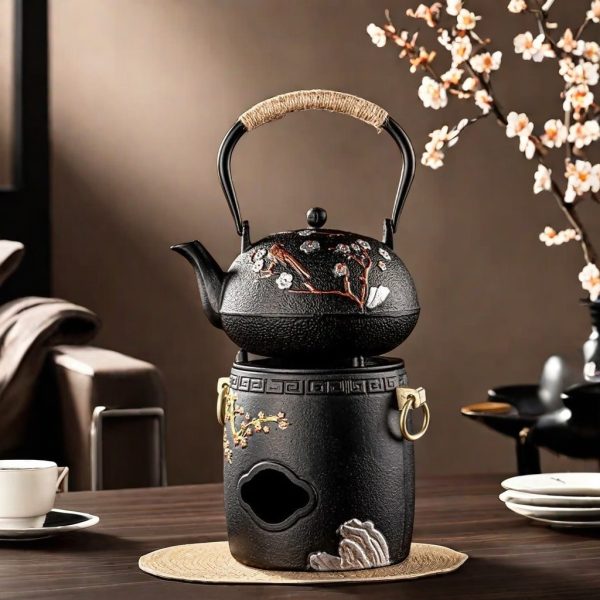 Bird Pattern Japanese Iron Teapot