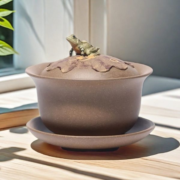 Purple Clay Chinese Gaiwan Tea Set With Frog Theme
