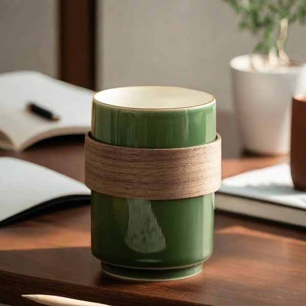 Bamboo-shaped Ceramic Japanese Tea Cup