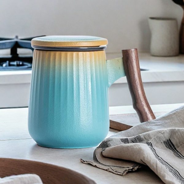 Yellow And Blue Gradient Ceramic Japanese Tea Cup