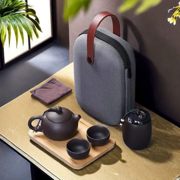 Yixing Purple Clay Travel Tea Set With Xishi Teapot