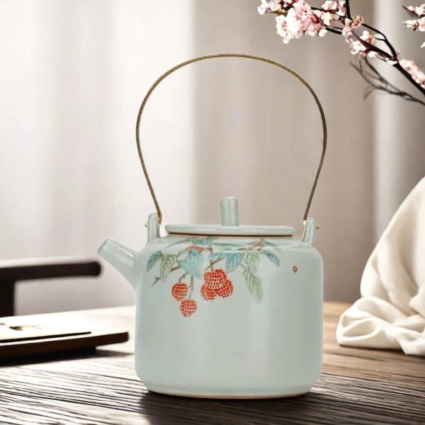 Ru Kiln Ceramic Loop-handled Japanese Teapot