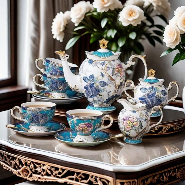 24k Gold Edge Bone-china Vintage Tea Set