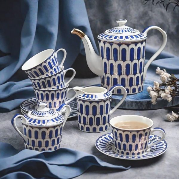 Bone-china Vintage Tea Set With Gold Glaze
