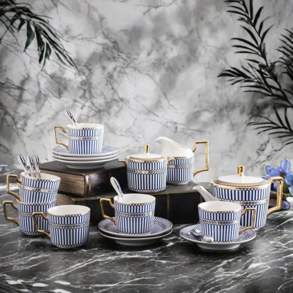 Regal Indigo Bone-china Vintage Tea Set