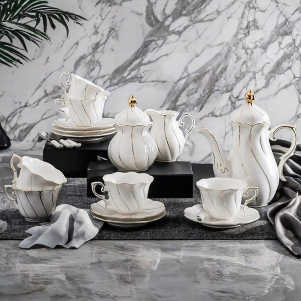 Simple Style Bone-china Vintage Tea Set With Gold Glaze