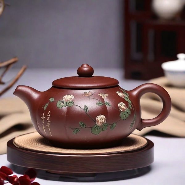 Yixing Purple Clay Teapot In Pumpkin Shape