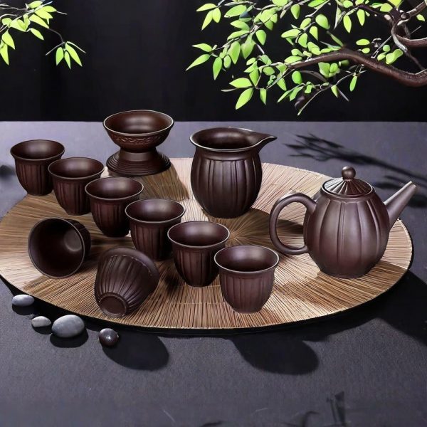 Purple Clay Yixing Tea Set In Pumpkin Shape