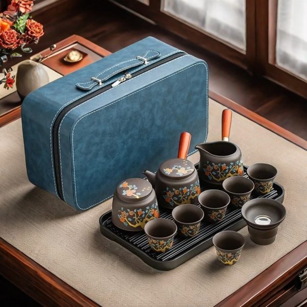Purple Clay Yixing Tea Set With Persimmon Pattern