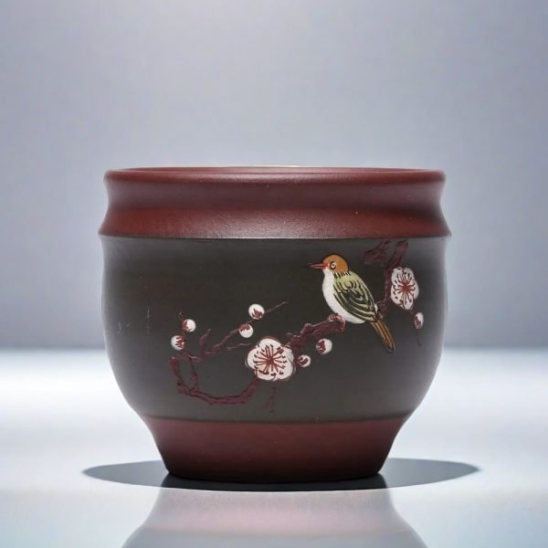 Bird Pattern Purple Clay Yixing Tea Cup