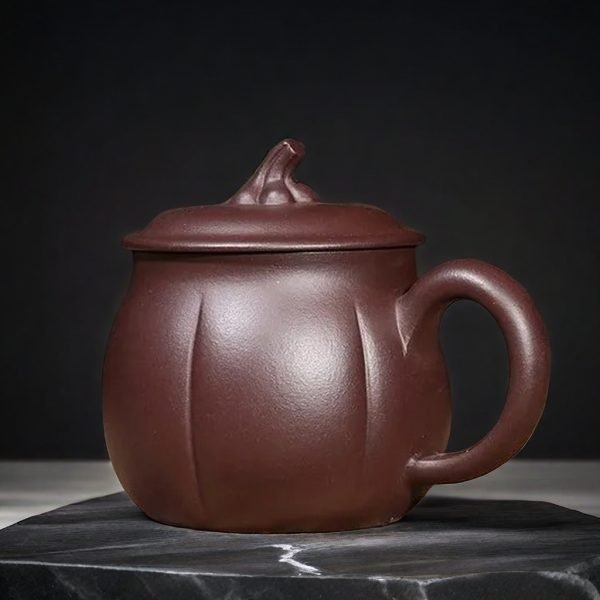 Purple Clay Yixing Tea Cup In The Shape Of Pumpkin