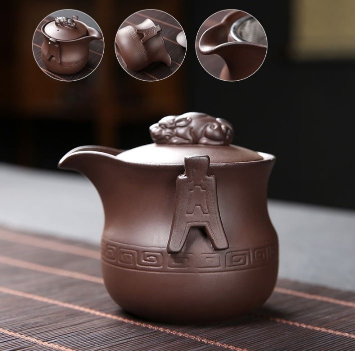 Purple Clay Travel Tea Set With Pixiu Grab Pot44