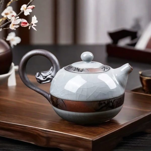 Ge Kiln Geyao Cracked Ceramic Chinese Gongfu Teapot With Dragon-shaped Handle