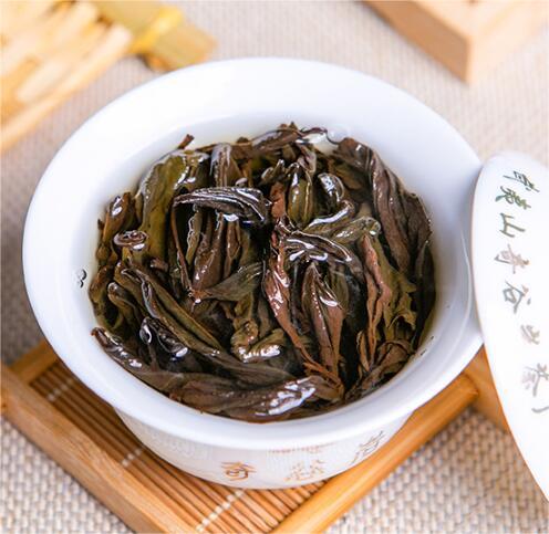 brewed tea leaves of premium grade rou gui oolong tea