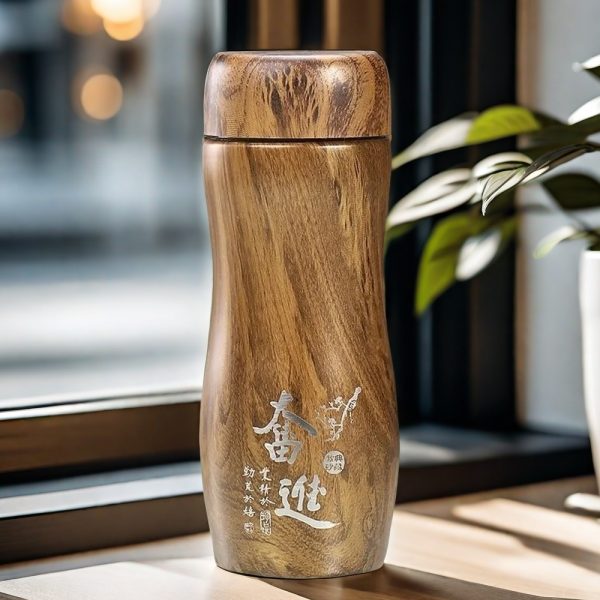 Wood Grain Yixing Purple Clay Liner Thermos Cup Stainless Steel Tea Cup