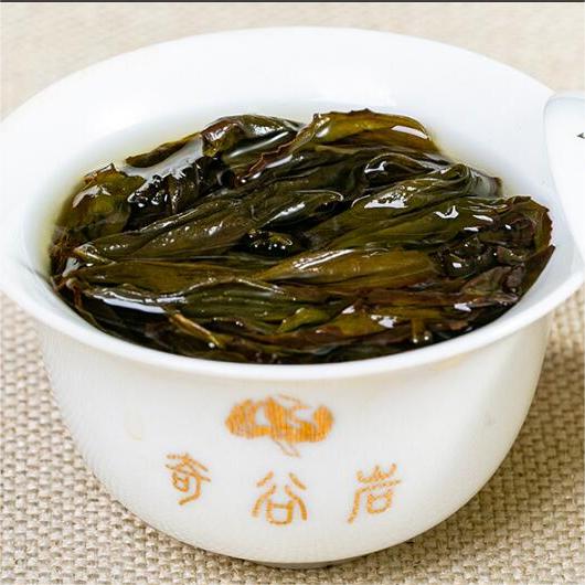 tea leaves of brewed first grade rou gou oolong tea
