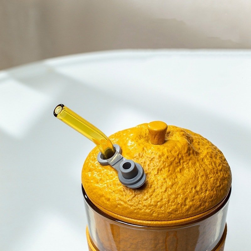 Orange Themed Borosilicate Glass Cup2324