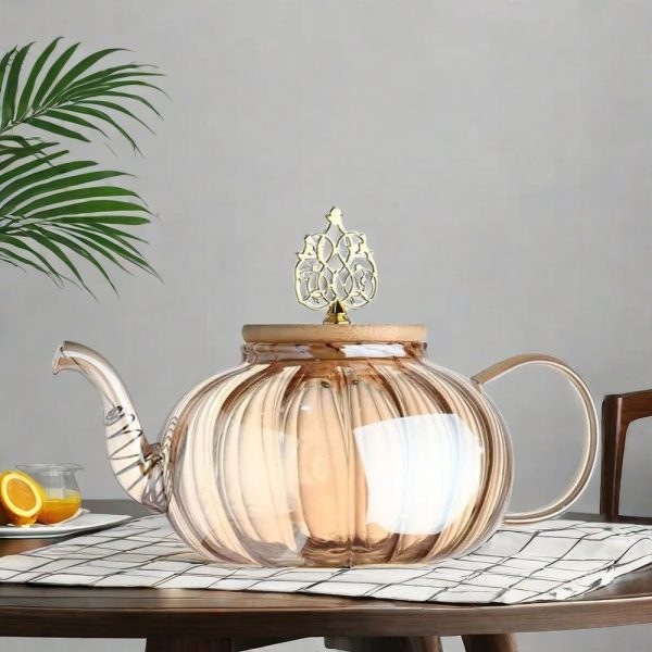Pumpkin-shaped Borosilicate Glass Teapot