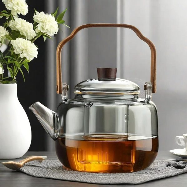 Wooden Handle Borosilicate Heat-resistant Glass Teapot ​