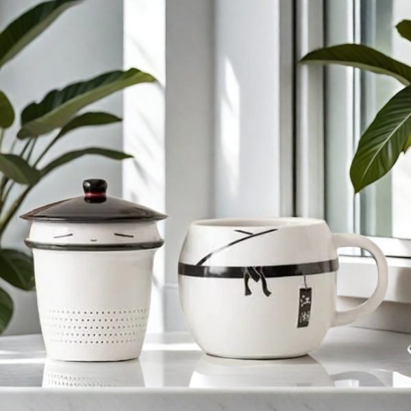 Swordsman Pattern Ceramic Cup Novelty & Cool Teapot