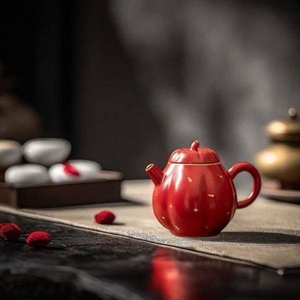 Red Mini Pumpkin Pattern Ceramic Electric Teapot