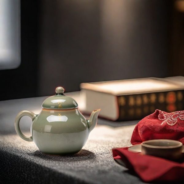 Turquoise Color Ceramic Mini Electric Teapot