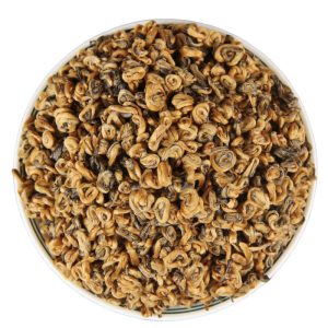 tea leaves of Premium Golden Snail Yunnan Dian Hong Black Tea from Fengqing County