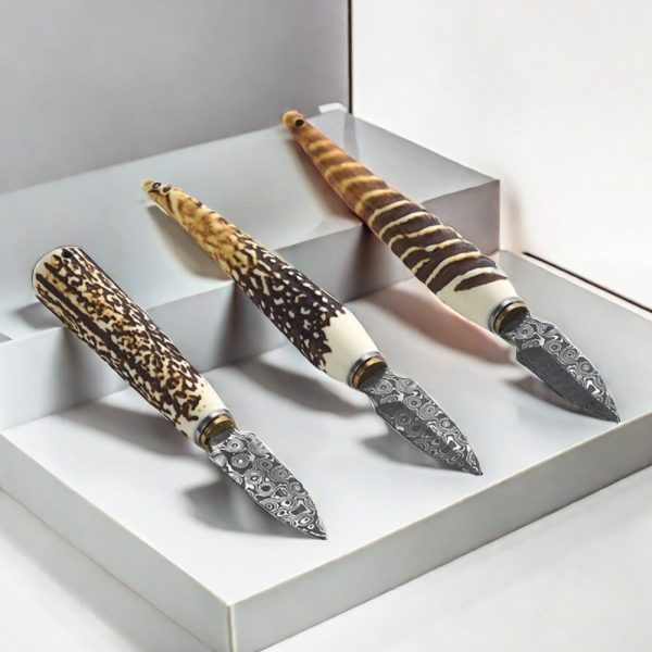Exclusive Antler-handle Tea Needle - Damascus Stainless Steel Tea Knife