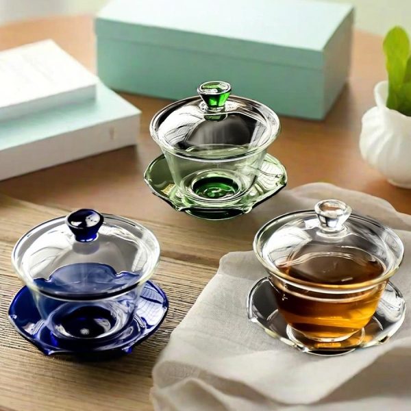 Heat-resistant Transparent Glass Gaiwan Gongfu Tea Set From De Hua China