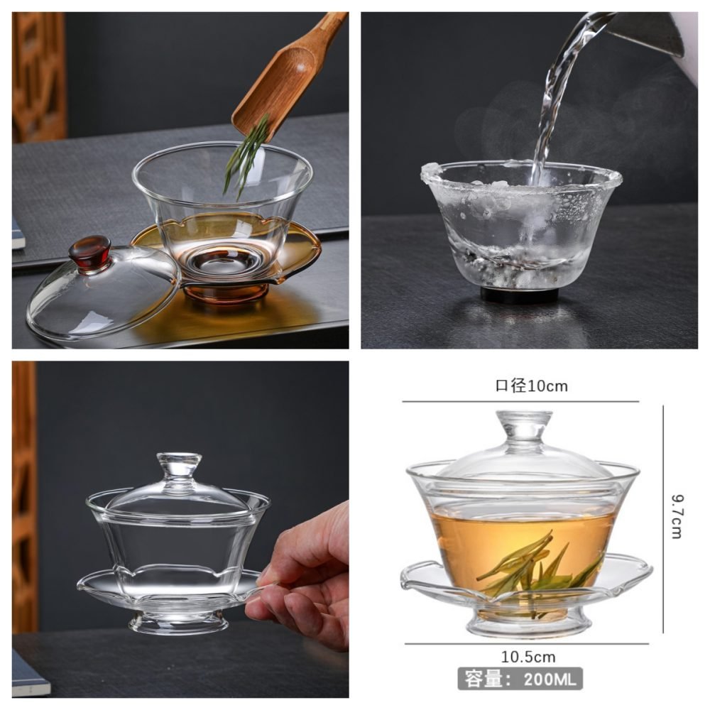 Heat-resistant Transparent Glass Gaiwan Gongfu Tea Set From De Hua China