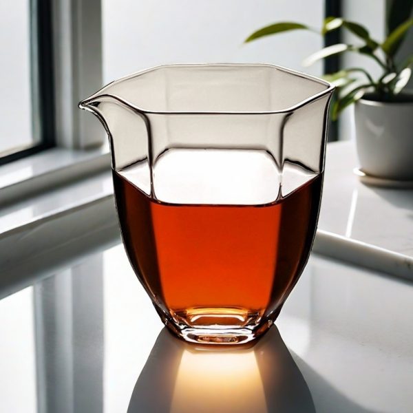 Hexagonal Japanese Borosilicate Glass Chahai - Heat Resistant Gong Dao Bei Tea Pitcher