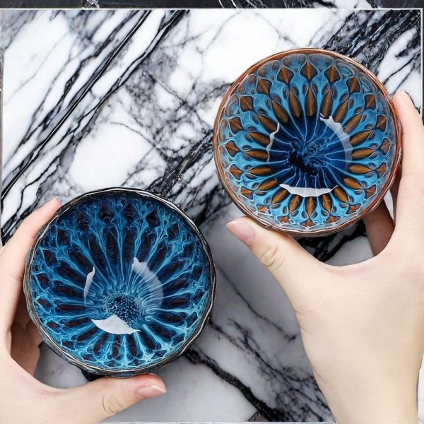 Seasonal Harmony: Four Seasons Jian Zhan Tea Cup Set For Kongfu Tea