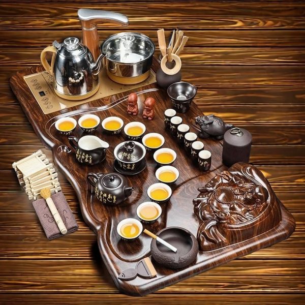 Chinese Ancient Poetry Text Ceramic Gongfu Tea Set