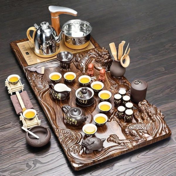 Chinese Ancient Poetry Text Ceramic Gongfu Tea Set