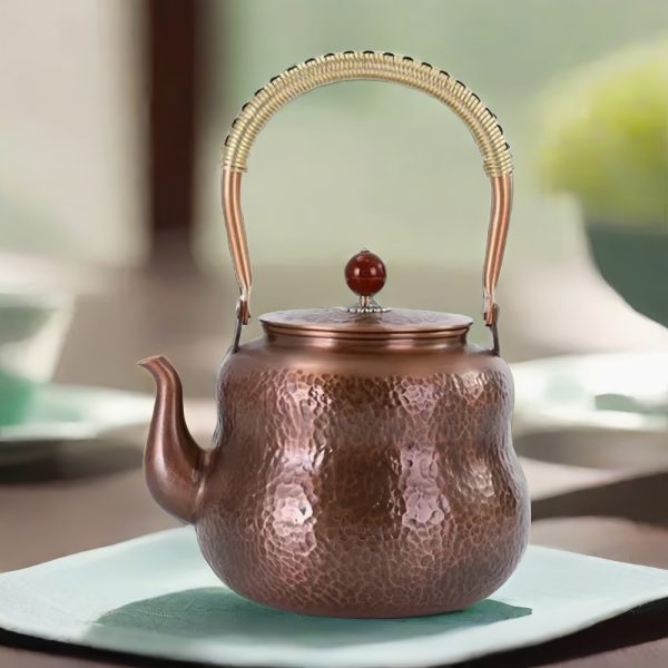 Antique Handcrafted Solid Copper Tea Kettle And Teapot