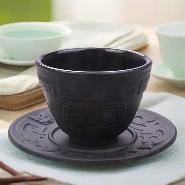 Best Traditional Black Rich Pattern Cast Iron Tea Cup