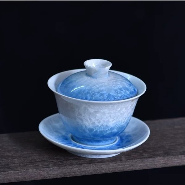 Antique Colorful Ice Crackle Glaze Ceramic Gaiwan Cup Set