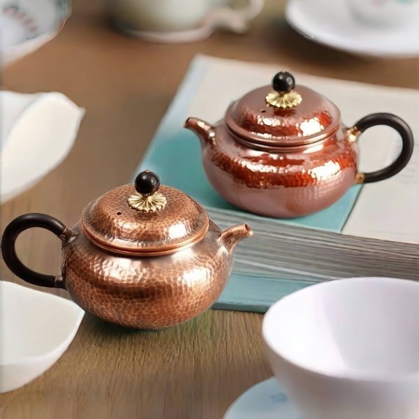 Vintage Handmade Hammered Copper Teapots Tea Kettles