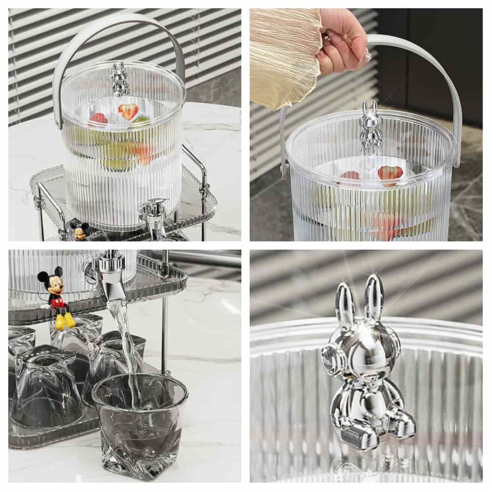 1 And 1.4 Gallon Vintage Grey And Golden Pet Plastic Iced Sun Tea Containers With Spigot