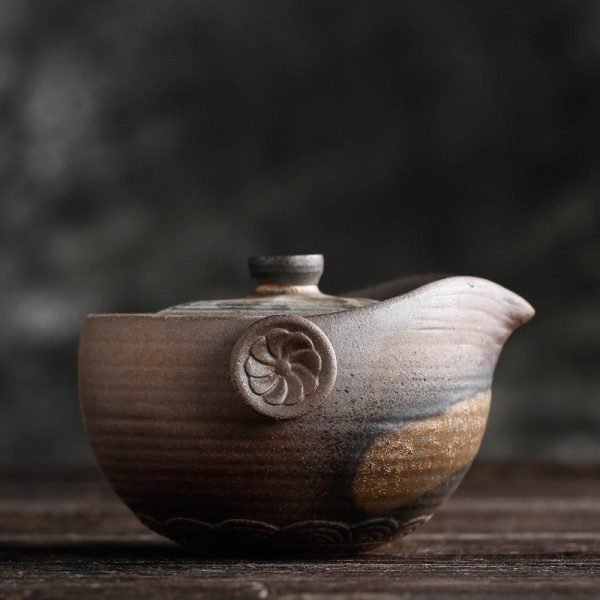 6.76fl Oz/200ml Rust Glaze Ceramic Antique Classic Easy Gaiwan Teapot
