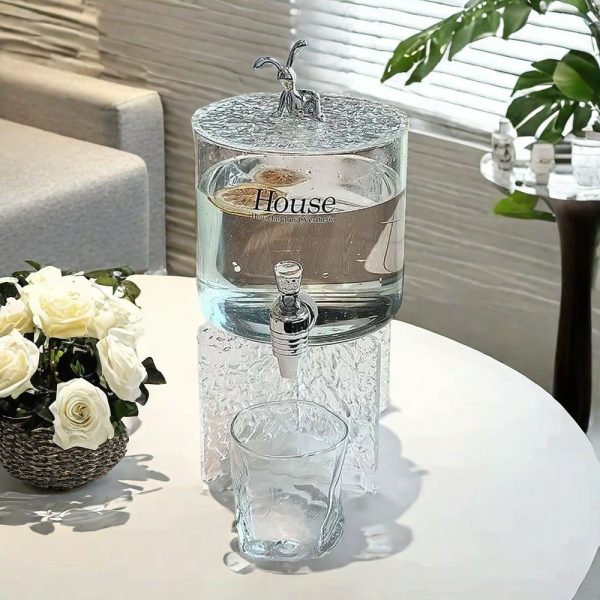 0.8 Gallon Elegant Vintage Clear Glass Iced Sun Tea Container With Spigot And Stand