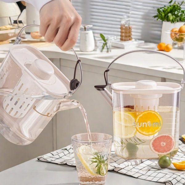 0.3 Gallon Modern Pet Plastic Clear Sun Tea Jug Container With Portable Stainless Steel Handle
