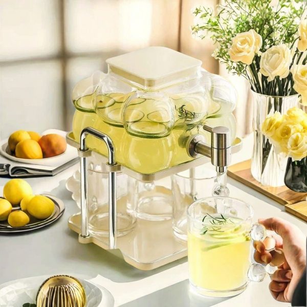 0.7 Gallon Creative Clear Mason Glass Iced Sun Tea Jar Container With Spigot And Stand