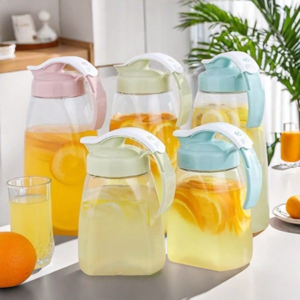 0.3 Gallon-0.6 Gallon Colorful Portable Plastic Iced Sun Tea Pitcher Jug With Lid