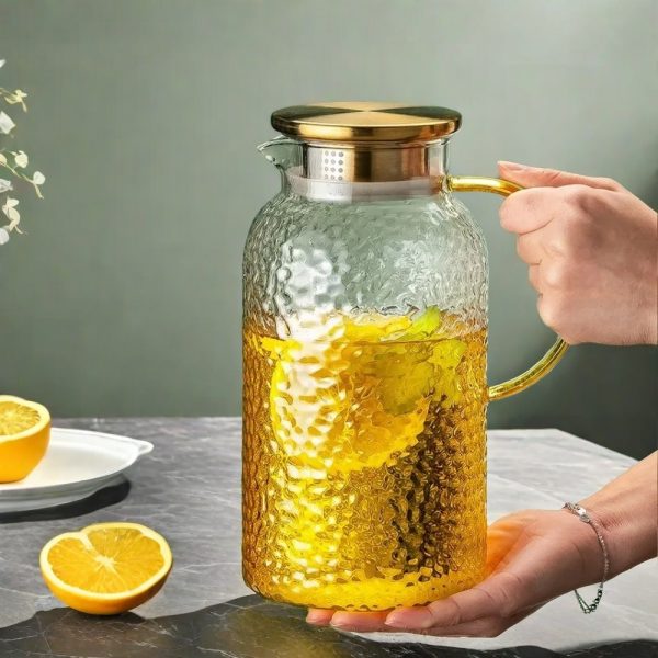0.5 Gallon Vintage Transparent Clear Glass Sun Tea Container Jar With Lid And Handle