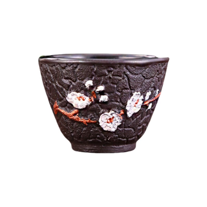 2.2 Fl Oz/65 Ml Plum Relief Cast Iron Cup For Tea
