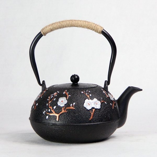 41 Fl Oz Antique Flower Pattern Cast Iron Teapot Set
