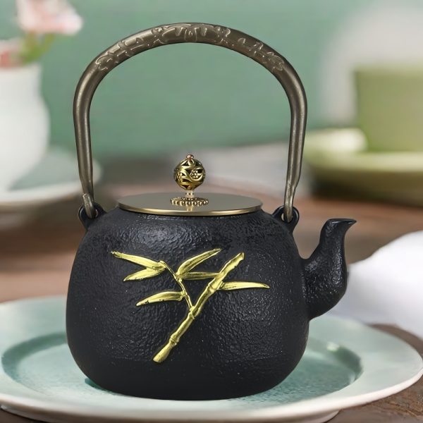 Best Gilded Bamboo Old Cast Iron Japanese Tetsubin Teapot Tea Kettle